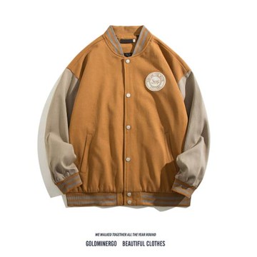 美式復古棒球服外套男女潮牌撞色痞帥寬松vintage慵懶風立領夾克