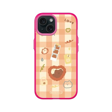 iPhone 15 Clear 粉漾桃 - 布朗尼 annnbrownie - 格紋拼貼