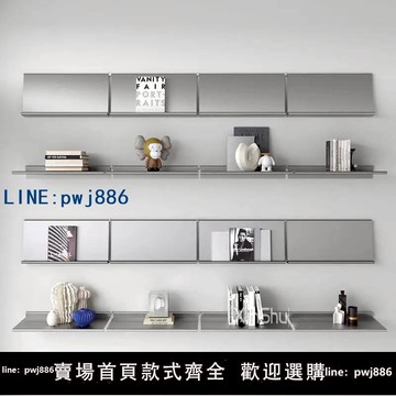 【台灣公司】不銹鋼上墻書架墻面咖啡廳裝飾兩用一字隔板雜志架壁掛懸浮置物架