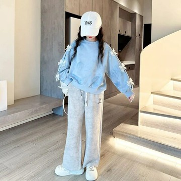 女童秋裝套裝2025新款兒童早秋韓版大童女孩衛衣春秋款洋氣兩件套(鑫弘-萌寶童裝)可開發票