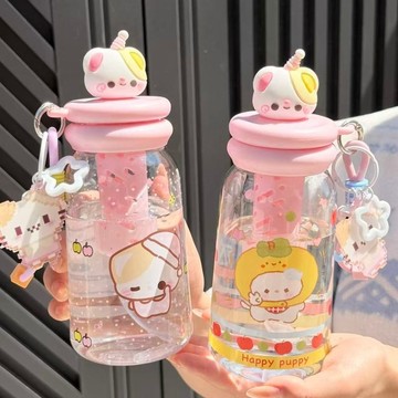 百貨精選🌺新款夏季高顏值女生吸管學生便攜大容量可愛兒童卡通塑料杯水杯Aring百貨精選