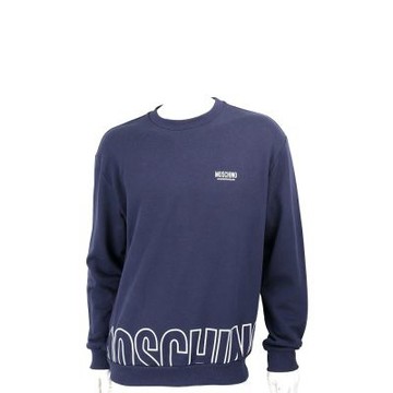 MOSCHINO Underwear 亮膠字母 深藍純棉運動衫 大學T(中性款/男女可穿)