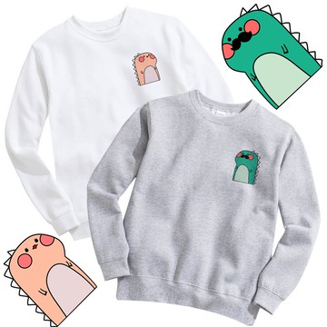 獨家 -Male & Female Dino 公恐龍母恐龍 情侶大學T 2色 聖誕禮物