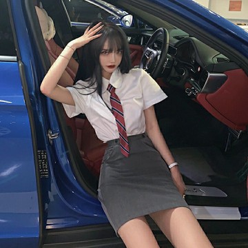 學院風JK套裝女夏裝2021年新款女減齡制服高腰a字半身裙兩件套潮