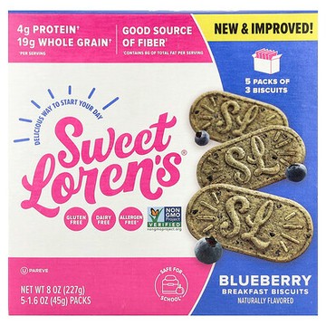 Sweet Loren's, Breakfast Biscuits, Blueberry, 5 Packs, 1.6 oz (45 g) Each