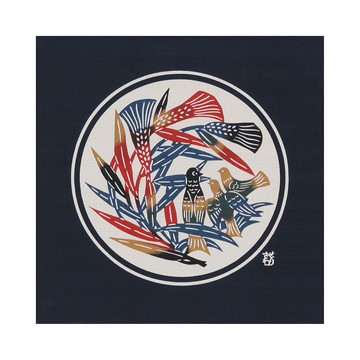 京都風呂敷包巾-芹澤銈介 中巾-伊索寓言(藍)