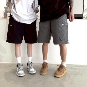 【AMERO】男款 女款 水洗 多口袋 古著 五分短褲