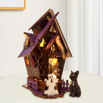 洛陽牡丹 洛陽牡丹OZ 萬聖節diy幽靈鬼屋道具氛圍派對裝飾發光木質鬼屋裝飾品擺件（材料包）