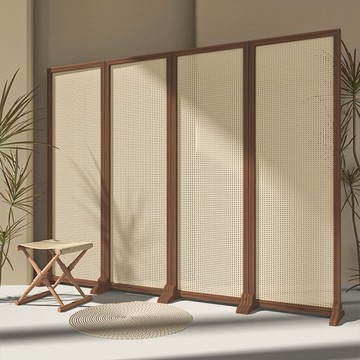 免運 隔斷折疊屏風 新中式屏風隔斷客廳遮擋玄關辦公室裝飾了折疊可移動藤編實木折屏