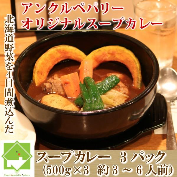 北海道　野菜スープカレー　500ｇ×３パック（３〜６人前）　送料無料