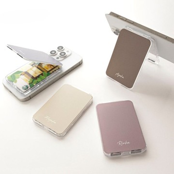 MagSafe 兼容【橫開式 霧感色調 卡套 刻印姓名】MagSafe 手機支架 薄型 柔和色調 文字刻印 FZ17U