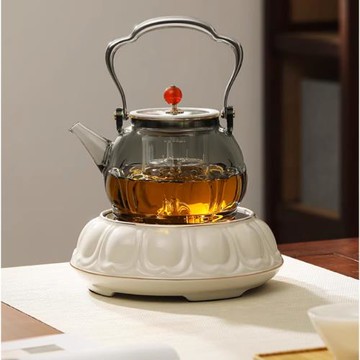 三緣堂電陶爐蓮花陶瓷靜音煮茶器煮水蒸煮一體玻璃壺茶道古風茶爐