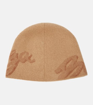 Balenciaga Logo wool and cashmere beanie