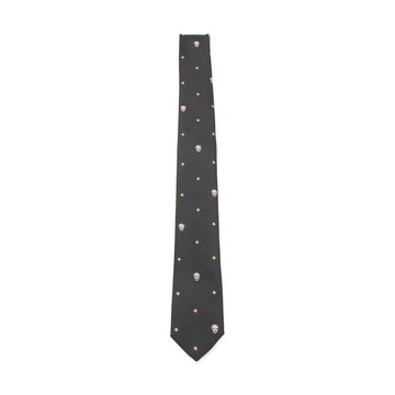 Alexander Mcqueen - Black And Pink Stars & Skull Silk Tie