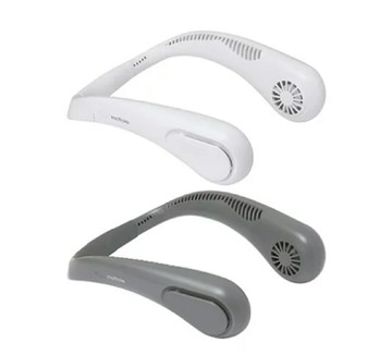 (灰色) mottole MTL-F020 頸掛式 掛脖 靜音 2段風量 抗菌加工 USB充電 日本代購