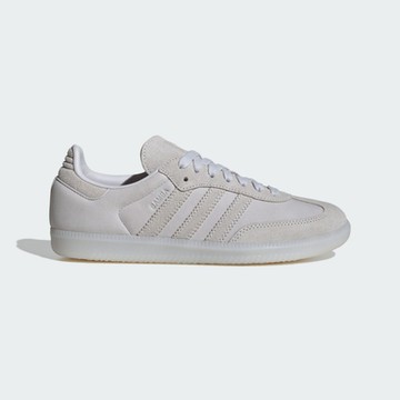 ADIDAS ORIGINALS 愛迪達 阿迪達斯 三葉草 磨砂革 低筒 女休閒運動鞋-灰白米 SAMBA OG W-JI2728