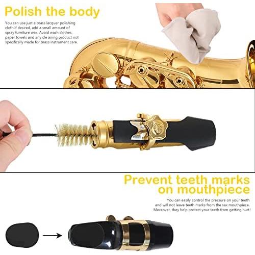 Saxophone Cleaning Kits with Case for Saxophone and Clarinet Flute Trumpet Instruments,8PCS Saxophone Mouthpiece Cushion,Mouthpiece Brush Micr並行輸入