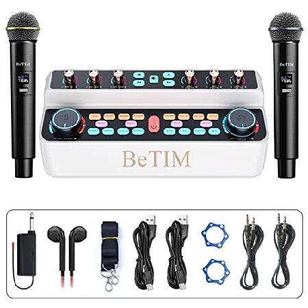 BeTIM Podcast Equipment Bundle, Audio Interface-All in One with Bluetooth Speaker for Live Streaming, Podcast Recording, Karaoke, YouTube, PC, Smartph