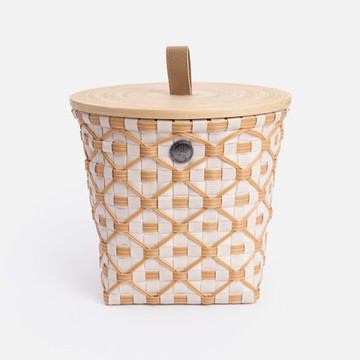 Handed By Ivy&Rose編織圓形附蓋籃S 香檳白