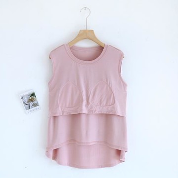 莫代爾帶胸墊背心吊帶免文胸一體式夏季寬松可外穿薄款大碼家居服