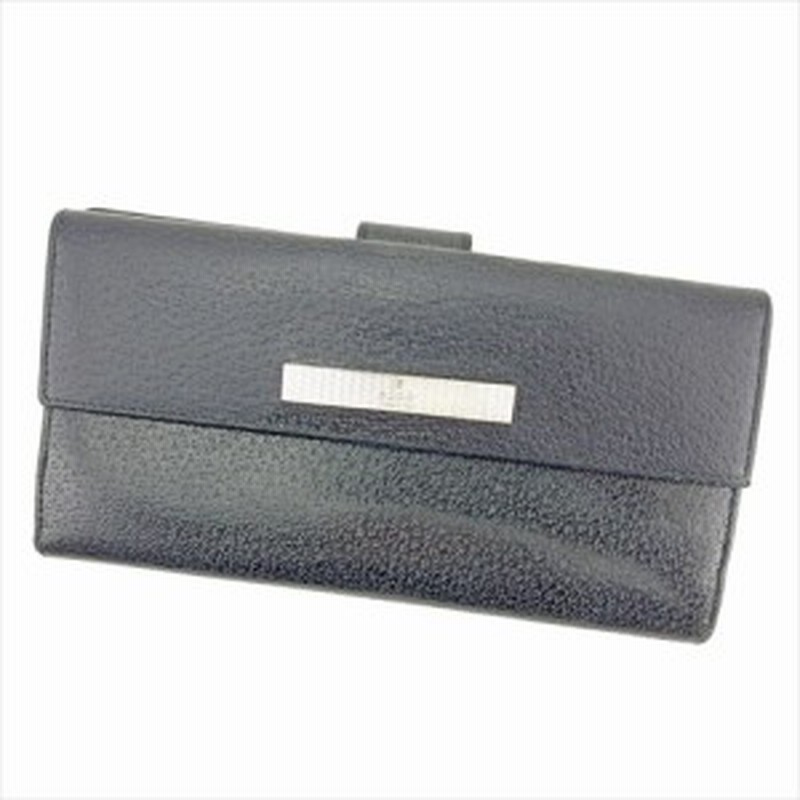 中古 グッチ Gucci 長財布 Wホック 財布 レディース メンズ ロゴプレート ブラック シルバー レザー 人気 セール P0 通販 Lineポイント最大1 0 Get Lineショッピング