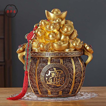 免運 存錢罐 儲蓄罐 擺件 招財 【金光閃閃飽滿通透】2024年新款超大號存錢罐招財進寶聚寶盆擺件客廳裝飾喬遷開業禮品工廠直銷 全館八折 售後保障 z111