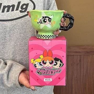 飛天小女警馬克杯新款女生高顏值陶瓷水杯家用牛奶早餐杯生日禮物