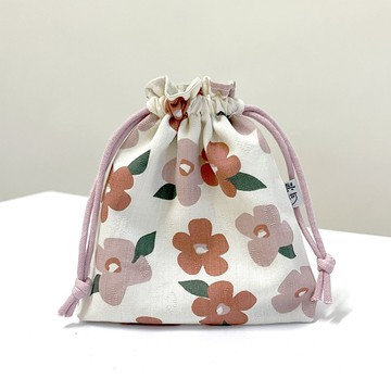 小鈴束口袋 - 粉四季海棠