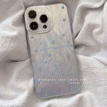 清新藍色星星適用三星S25至尊s24+/s23/s22/s20/s21手機殼note20/s10羽紗女A54創意a53新款高級感保護殼