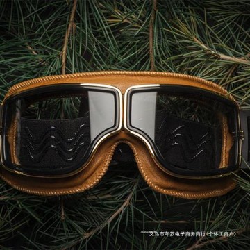 復古哈雷摩托機車飛行員風鏡護目鏡金框透明鏡片