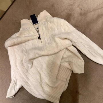 可掃碼RL拉夫小馬標刺繡針織衫男秋冬立領麻花半拉鏈毛衣女保暖