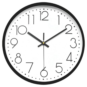 黑白極簡手繪風靜音壁掛時鐘，簡約時尚，靜音設計，壁掛時鐘  極簡黑白