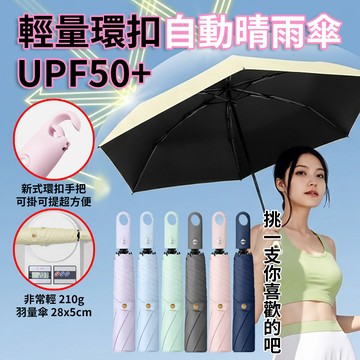 [樂瘋]指環扣輕量自動傘 極小極輕 防曬傘 黑膠傘 雨傘 洋傘 方便攜帶 晴雨兩用 UPF50+ 防曬 降溫 A259
