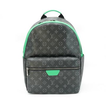Louis Vuitton LV路易威登 Discovery Backpack PM 老花帆布拚綠色帆布後背包(M25887-黑灰)