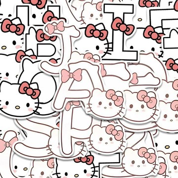 綠安禾🚚 200張字母kitty貼紙創意可愛卡通裝飾筆記本手機殼diy有趣小貼畫
