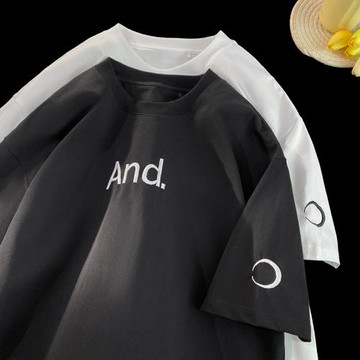 重磅t恤男短袖夏季寬松圓領上衣簡約潮流百搭體恤青少年男裝衣服