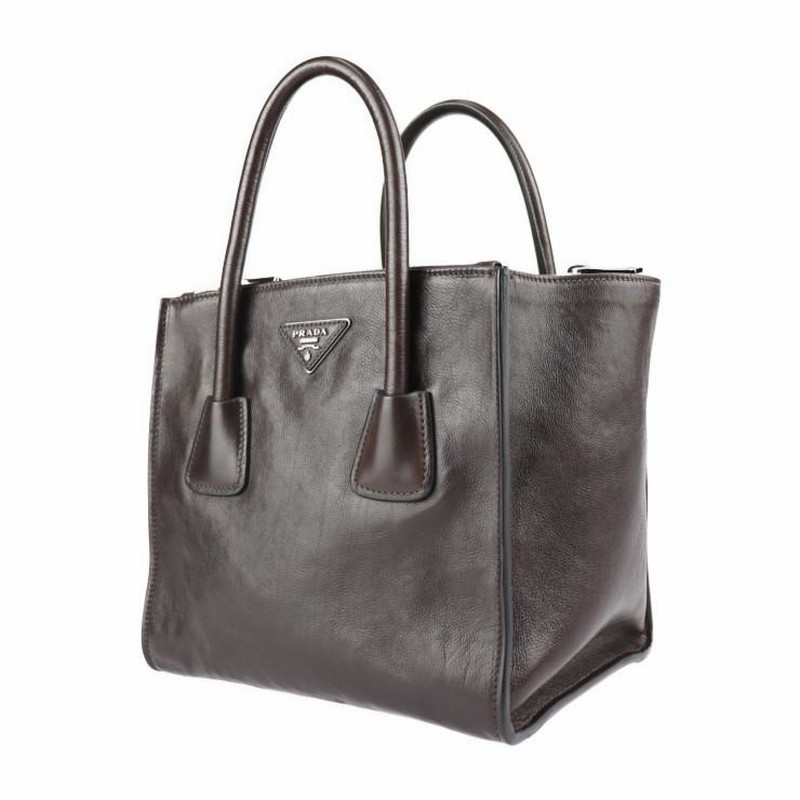 美品 PRADA プラダ ハンドバッグ BN2625 グレースカーフ ブラウン系 シルバー金具 2WAY ショルダーバッグ オールレザー【本物保証】  | LINEブランドカタログ