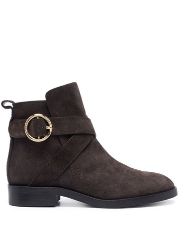 See by Chloé - buckled suede boots - women - Calf Suede/Rubber/Calf Leather - 37 - Brown
