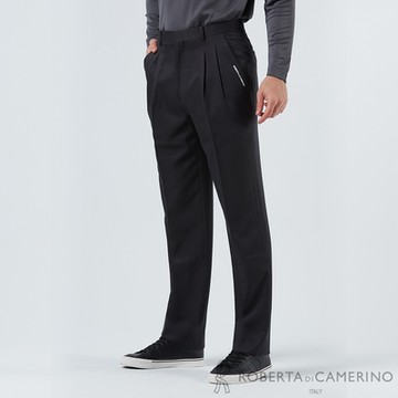 【ROBERTA諾貝達】 男裝 台灣素材 黑色打摺西裝褲
