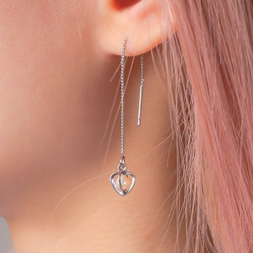 Crush 系列 I 珍珠心型 * 耳環 耳鍊 愛心 銀色 玫瑰金