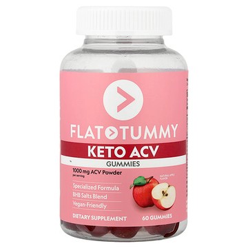 Flat Tummy, Keto ACV 軟糖，天然蘋果味，60 粒軟糖