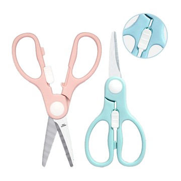 JoyNa - 2入-不鏽鋼420嬰兒輔食剪刀 食物剪刀 兒童安全剪刀-420不鏽鋼剪刀 隨機2入