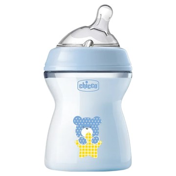 Chicco 天然母感2倍防脹PP奶瓶 單孔 中等流量  藍色  250ml  1個