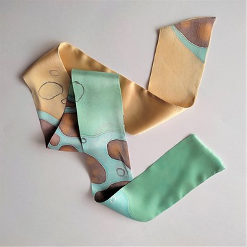 圍脖小絲巾 真絲緊身圍巾 短圍巾 手繪圍巾