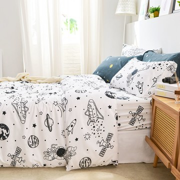 床包涼被組-雙人 / 舒柔棉四件式 / 星旅太空