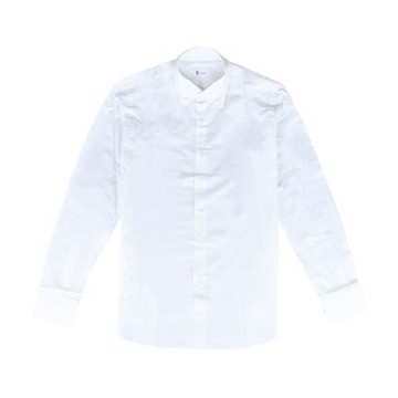 THE(shirt) 經典尖領素面純棉長袖襯衫(男/白)