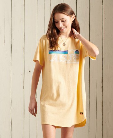 Superdry Women's Women's Cali Surf Raglan T-shirt Dress Yellow / Mellow Sun - Size: 6 Size: 2