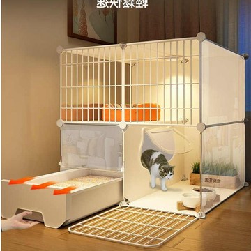 貓籠子 貓屋 貓別墅 雙層貓籠 貓空籠 家用室內籠子 貓 貓廁所貓砂盆一體 貓窩一室一廳一衛w