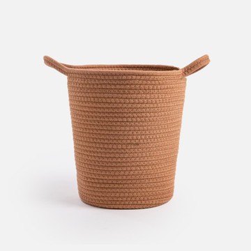 奧可利棉繩提把收納籃S 橘