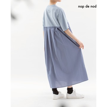 【nop de nod】水藍棉布拼接洋裝 PNV44222